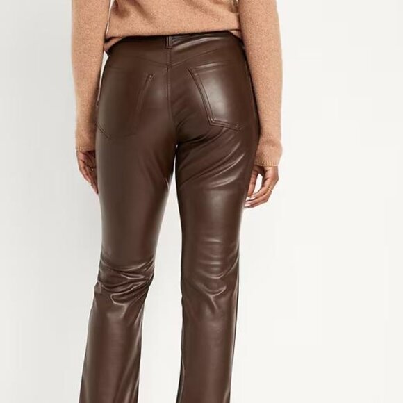 NWT Old Navy High-Waisted Faux-Leather Boot-Cut Ankle Pants - Picture 2 of 4